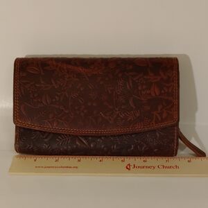 Elegant Brown Embossed Leather Wallet